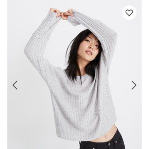 madewell relaxed crewneck sweater in grey donegal